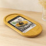 Akıllı Bayi Oval Ahşap Bambu Yağdanlık Altlık ve Sunum Tepsisi 12X24X0.8 cm - Çok Renkli