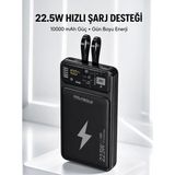 Akıllı Bayi Powerbank Hızlı Şarj 10000 Mah Dahili Kablo Yeni Nesil