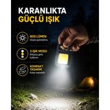 Akıllı Bayi Şarjlı Cob LED Anahtarlık Fener – 4 Modlu, Manyetik ve Katlanabilir Standlı Yeni Nesil