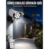 Akıllı Bayi Solar Lamba Kamera Görünümlü Duvar Lambası Dönebilen Bahçe Aydınlatması - Çok Renkli