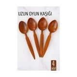 Akıllı Bayi Uzun Oyun Kaşığı Halk Oyunu Kaşığı - Kına Kaşığı Uzun Saplı Zeybek Oyun Kaşığı 4 Adet