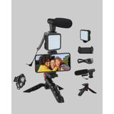 Akıllı Bayi Video Çekim Kiti Tripod LED Işık Harici Mikrofon ve Bluetooth Kumanda Seti - Çok Renkli
