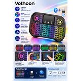Akıllı Bayi Zk-08 Rgb Işıklı Mini Kablosuz Klavye Touchpad Bluetooth ve 2.4g Smart Tv Kumandası