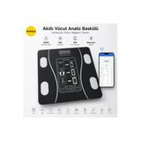 Akıllı Bluetooth Vücut Analiz Baskülü – 180Kg Hassas Dijital Tartı - Dijital Baskül Yağ Su Kas Vücut Kitle Endeksi Kilo Ölçer Tartı