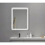Akıllı Buhar Tutmayan 3 Renk Ledli Beyaz Çerçeveli Banyo Aynası Duvar Lavabo Aynası 60x80 Cm Çok Renkli