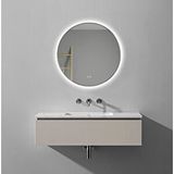 Akıllı Buhar Tutmayan 3 Renk Ledli Gümüş Çerçeveli Banyo Aynası Duvar Lavabo Aynası 80 Cm Çok Renkli