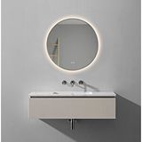 Akıllı Buhar Tutmayan 3 Renk Ledli Gümüş Çerçeveli Banyo Aynası Duvar Lavabo Aynası 90 Cm Çok Renkli