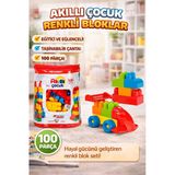Akıllı Çocuk Renkli Bloklar 100 Parça Eğitici Eğlenceli Ve Taşınabilir Yapı Seti