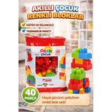 Akıllı Çocuk Renkli Bloklar 40 Parça Eğitici Ve Taşınabilir Yapı Oyuncağı