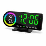 Akıllı Dijital Neon LED li Başucu Saati - Masa Saati - Neon Renkli, Modern ve Fonksiyonel! (Alarm - Erteleme -Nem Göstergesi)