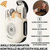Akıllı Dokunmatik Kontrollü Bluetooth Kulaklık – Uzaktan Video Kaydırma & Fotoğraf Çekme - Sütlü Kahverengi - Krem
