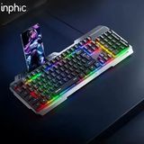 Akıllı Durak Inphic K2 USB Kablolu Oyun Klavyesi 104-KEY Sessiz Oyun Klavyesi Bilgisayar Laptop Için Cep Telefonu Yerleştirme ALANI-(5775)