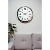 Akıllı Durak Krom Roma Rakamlı 40 cm Metal Modern Duvar Saati