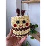 Akıllı Durak Mini El Örgüsü Kalemlik – Penye Ip Organizer (10–12 Cm) - Bal