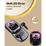 Akıllı Ekranlı Bluetooth 5.4 Kablosuz Kulaklık – Dokunmatik Şarj Kutulu