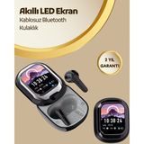 Akıllı Ekranlı Bluetooth 5.4 Kablosuz Kulaklık – Dokunmatik ve Şarj Kutulu - Belirtilmemiş