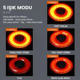Akıllı Fren Sensörlü Bisiklet Arka Işığı Ipx6 Su Geçirmez Usb Type-C Şarjlı Led Bisiklet Kuyruk Lambası 5 Modlu Süper Parlak Güvenlik Stop Lambası