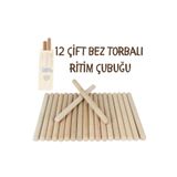 Akıllı Karınca 12 Çift Ritim Çubuk Seti (24 Adet) Ritim Çubuğu Ritm Çubuğu