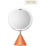 Akıllı LED Işıklı Hareket Sensörlü 97RA 3 Işık Tonu 5x Büyüteçli Otomatik Açılır Makyaj Aynası - Turuncu - Standart