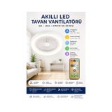 Akıllı Led Tavan Vantilatörü Uzaktan Kumandalı 3 Kademeli Fan & 3 Renk Işık Ve Zaman Ayarlı Modern Lamba