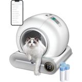 Akıllı Otomatik Kedi Tuvaleti - 65L+9L Geniş Kapasiteli, App Kontrollü, Kendini Temizleme Özelliği, Negatif İyonlu Koku Giderme ve Sterilizasyon, Sağlık Bilgileri Takibi, Çoklu Kedi Kullanımına Uygun
