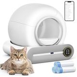 Akıllı Otomatik Kedi Tuvaleti - 74L Geniş Kapasiteli, App Kontrollü, Kendini Temizleme Özelliği, Negatif İyonlu Koku Giderme ve Sterilizasyon, Sağlık Bilgileri Takibi, Çoklu Kedi Kullanımına Uygun