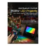 Akıllı Rgbw Led Projektör 50w Ip66 Bluetooth + Kumandalı, 8 Sahne Modu, Müzik Senkron Işık 1 Adet