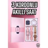 Akıllı Saat Amoled Ekran 3 Kordonlu Aksesuar Hediyeli Sesli Görüşme - COMPTR6130-6471 - Çok Renkli