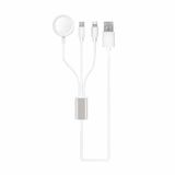 Akıllı Saat + Lightning + Type-C-Wireless USB Şarj Çoklu Kablosu 3 in 1 Beyaz