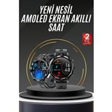 Akıllı Saat Titanyum Kasa Yuvarlak Ekran Alarm Uyku ve Sağlık Takibi Titreşimli