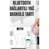 Akıllı Tartı Dijital Baskül Yağ Su Kas Vücut Kitle Kilo Ölçer Tartı - Beyaz