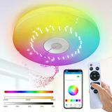 Akıllı Tavan Lambası 60W Kısılabilir, Bluetooth Hoparlör Uzaktan Kumanda Rgb Led Renk Değişimi Lamba Müzik Dekoratif Aydınlatma Smart