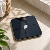 Akıllı Vücut Analizli Bluetooth Dijital Baskül Tartı, 180 kg Kapasiteli Beyaz Cam Banyo Tartısı, LED Ekranlı Hassas Ölçüm, BMI, Yağ, Kas, Su ve Kemik Kütlesi Takibi, Mobil Uygulama Uyumlu (siyah)