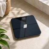 Akıllı Vücut Analizli Bluetooth Dijital Baskül Tartı, 180 kg Kapasiteli Beyaz Cam Banyo Tartısı, LED Ekranlı Hassas Ölçüm, BMI, Yağ, Kas, Su ve Kemik Kütlesi Takibi, Mobil Uygulama Uyumlu (siyah)