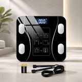 Akıllı Vücut Analizli Dijital Baskül, Bluetooth Okok Uygulama Bağlantılı, 180 kg Kapasiteli Cam Banyo Tartısı, LCD Ekranlı Hassas Kilo Tartısı, 2 Pil