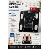 Akıllı Yağ Ölçümlü Vücut Analiz Baskülü Bluetooth Dijital Tartı Kilo Yağ Kas Su Bmı Ölçer - Diyet Baskülü- Diyetisyen Tartısı