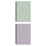AKILLICA 10x13.5 cm 2'li Çizgisiz Green and Purple Spiralli Defter