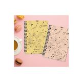AKILLICA 2'li Çizgili 13x20 CM 56 Yaprak Karton Kapak Sarı + Pudra Line Sky Spiralli Defter