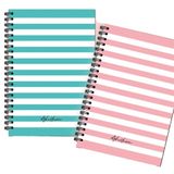 AKILLICA 2'li Çizgili 13x20 cm 56 Yaprak Karton Kapak Yeşil + Pembe Line Sky Spiralli Defter
