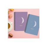 AKILLICA 2'li Çizgisiz 13x20 cm 56 Yaprak Karton Kapak Mor + Mavi New Moon Series Spiralli Defter