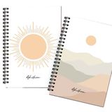 AKILLICA 2'li Çizgisiz 13x20 cm 56 Yaprak Karton Kapak Sun Mountains Sun Series Spiralli Defter