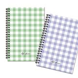 AKILLICA 2'li Kareli 13x20 cm 56 Yaprak Karton Kapak Yeşil + Mor Checkered Series Spiralli Defter