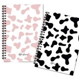 AKILLICA 2'li Noktalı 13x20 cm 56 Yaprak Karton Kapak Siyah + Pembe Motted Series Spiralli Defter