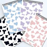AKILLICA 4'lü 13x20 cm 50 Yaprak Karton Kapak Üstten Mottled Noktalı Spiralli Defter Seti