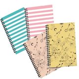 AKILLICA 4'lü Çizgili 13x20 CM 56 Yaprak Karton Kapak Line Sky Series Spiralli Defter