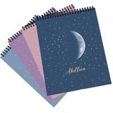 AKILLICA 4'lü Çizgisiz 13x20 cm 50 Yaprak Karton Kapak New Moon Üstten Spiralli Defter