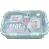Akıllıelma-Laxson Bear Family Yeşil 3 Bölüm Sızdırmaz Paslanmaz Çelik Beslenme Kabı 750 ml