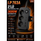 Akım Korumalı 3'lü Topraklamalı Priz 3680W 2 USB 2 Type-C Çıkışlı Çoklu Priz Duvar Askılı Güç Paneli LP763A