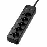 Akım Korumalı 5'li Priz, Topraklı Grup Priz, Çoklu Priz, 20W PD Hızlı Şarj, 2 USB + 2 Type-C Girişli, Bireysel Anahtarlı, 2 Metre Kablo