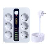 Akım Korumalı 6'Lı Grup Priz 4 Usb'li Ve 2 Type-C Li 6'Lı Grup Priz 2 M Kablo Çocuk Korumalı